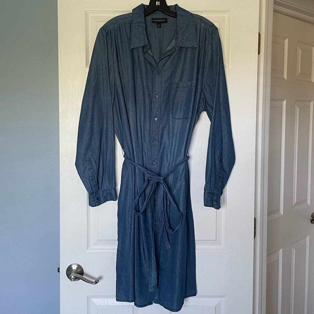 Lane Bryant Long Sleeve Button Down Jean Dress Size 20W